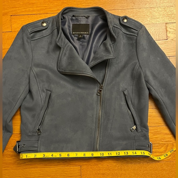 Banana Republic Slate Blue Faux Suede Moto Jacket Size S - Picture 4 of 14